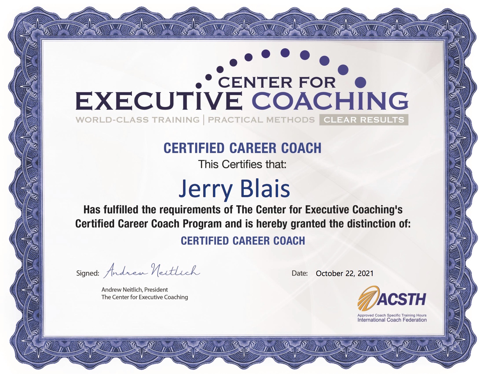 Certified Career Coach — Center for Executive Coaching